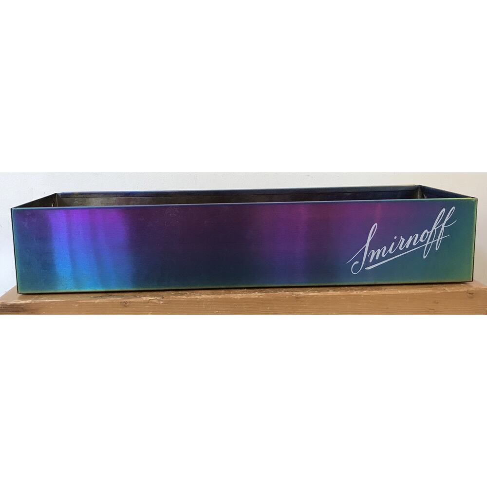 Smirnoff No 21 Rainbow Stainless Vodka Drink Holder Speed Rail Box 17.5”x5.25”